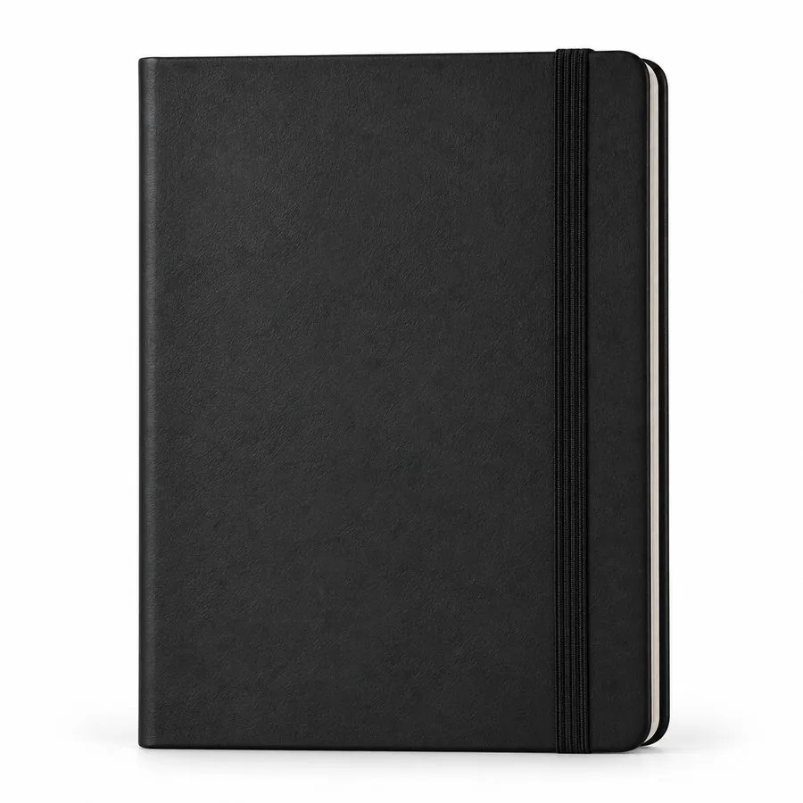 A5 notebook with elastic band, black
