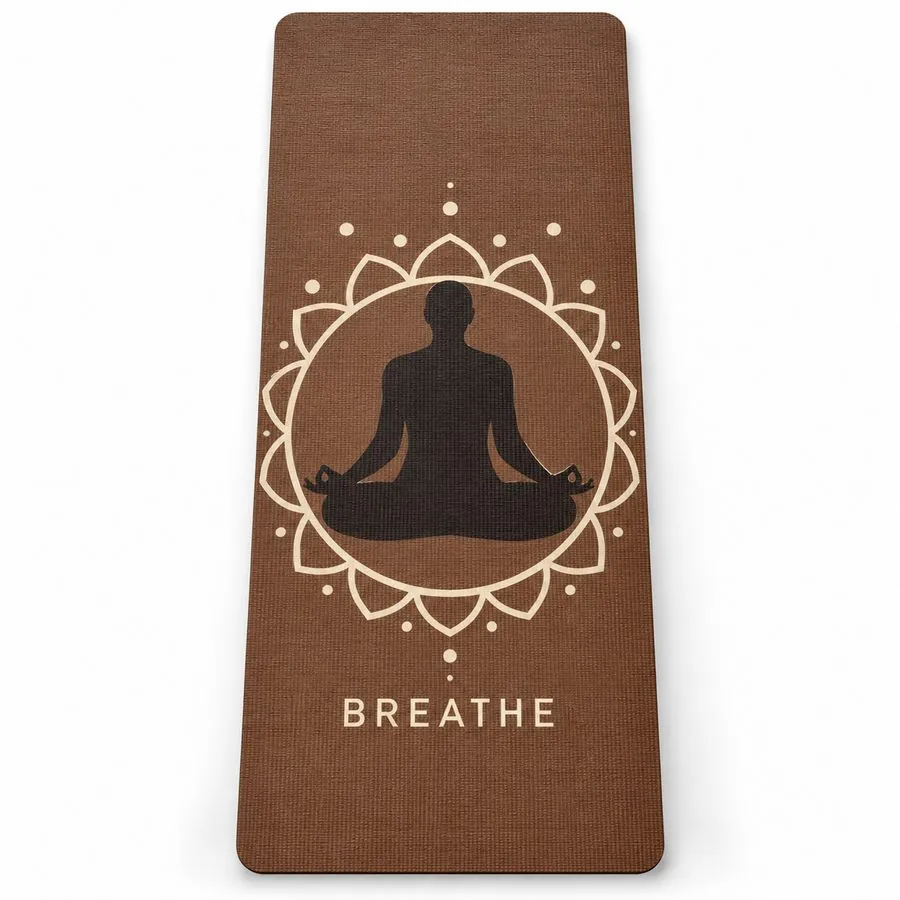 Chakra anti-slip yoga mat, brown (70×179 cm)