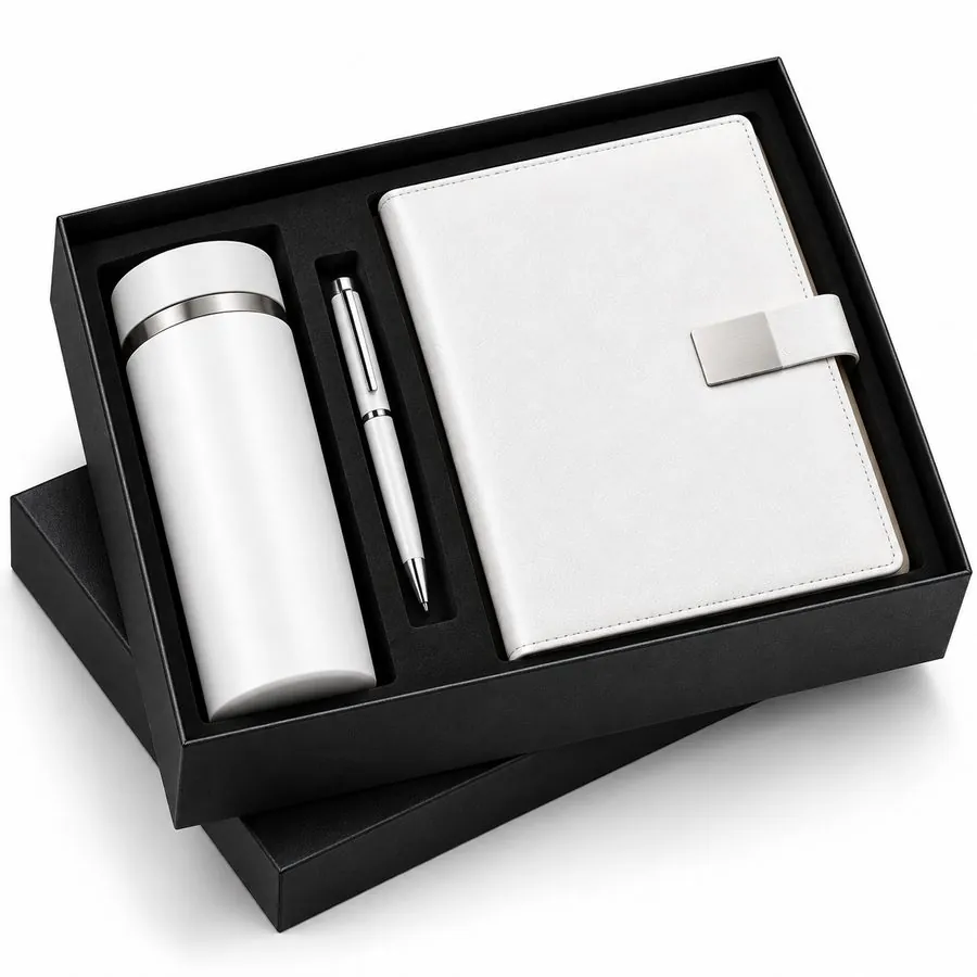 Diary, pen & flask set (white)