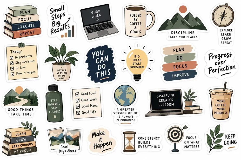 Earthy motivation laptop sticker pack