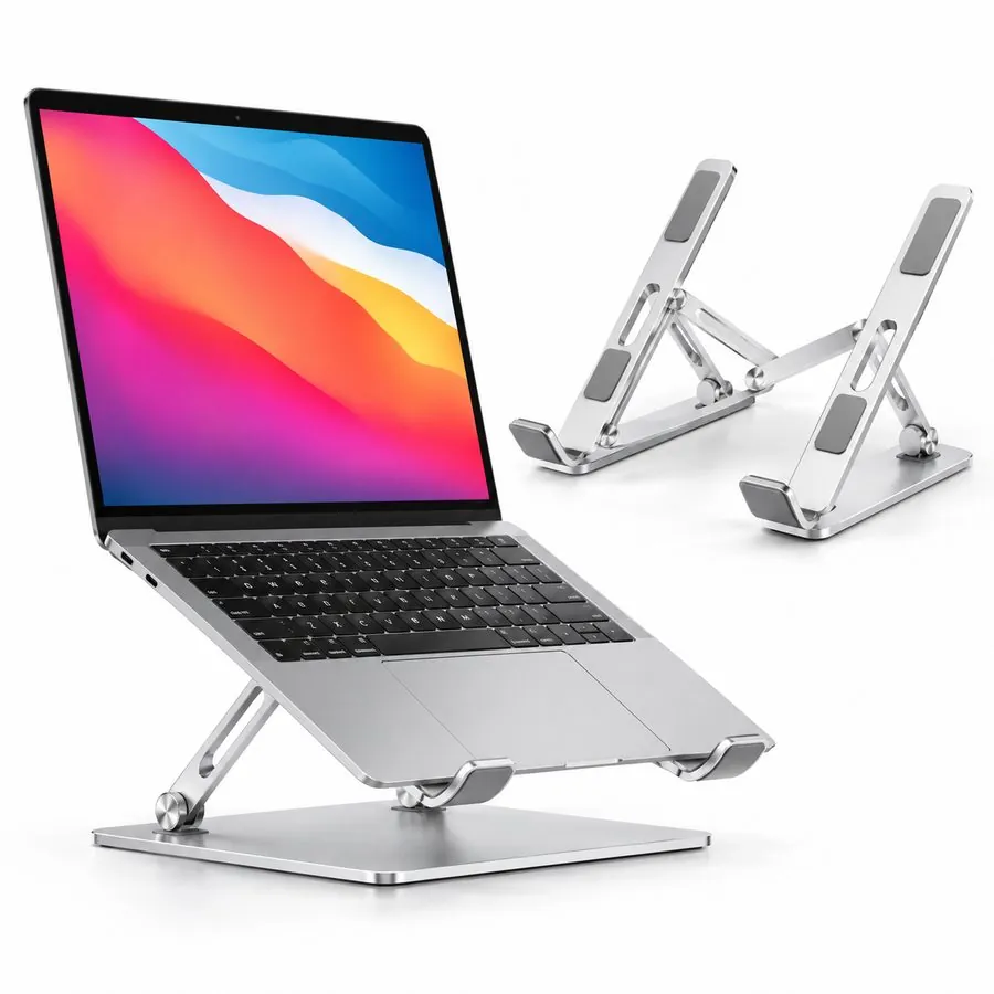 Foldable aluminium laptop stand, silver