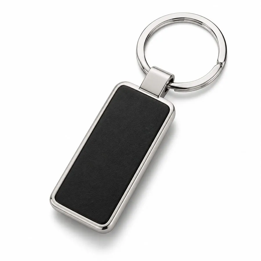 Metal keychain, rectangular, black