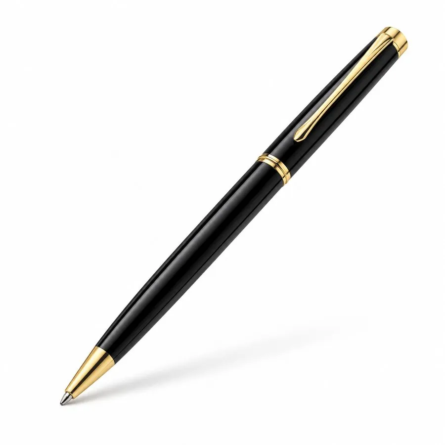 Slim metal pen, black & gold